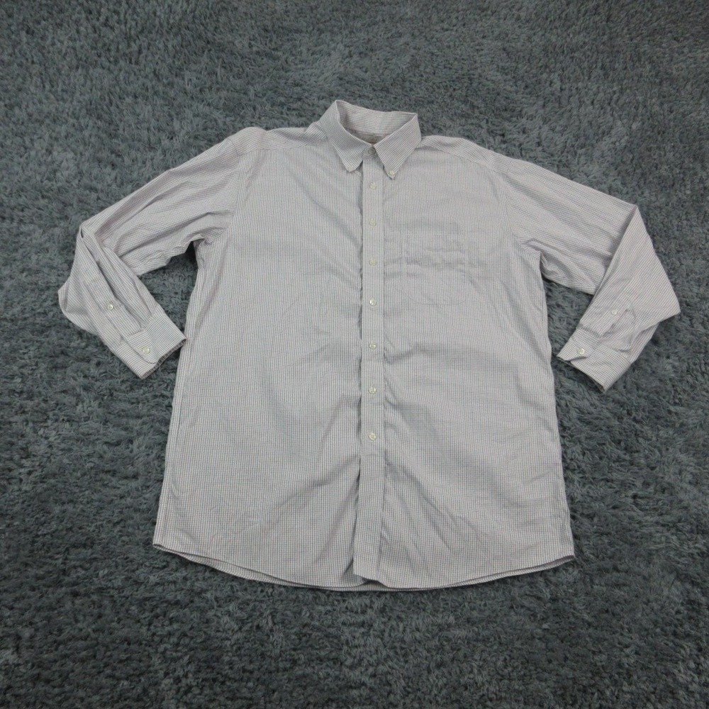Roundtree & Yorke Gold Label Dress Shirt Mens XL White Check Non Iron EZ Wash